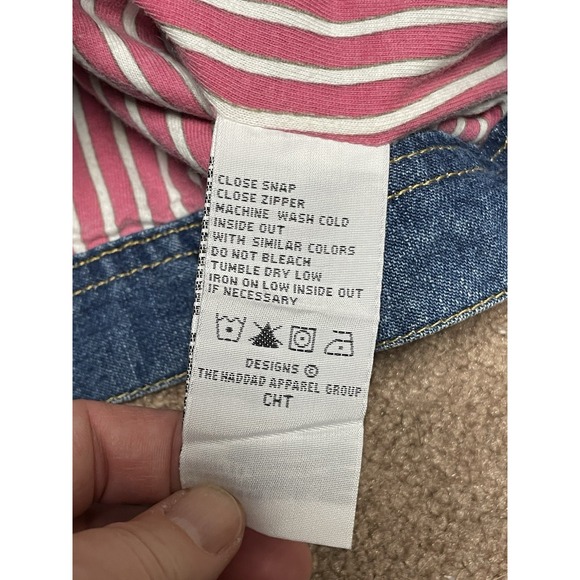 Rare Vintage Harley Davidson Denim Jacket Pink Embroidery HD Girls Sz 3T - Picture 7 of 8